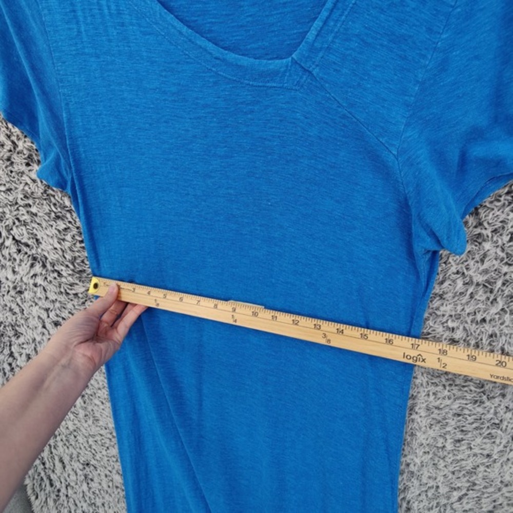 Eileen Fisher Womens Coastal Minimalist Hemp Cotton Dress M Blue Asymmetric Hem - Picture 3 of 16